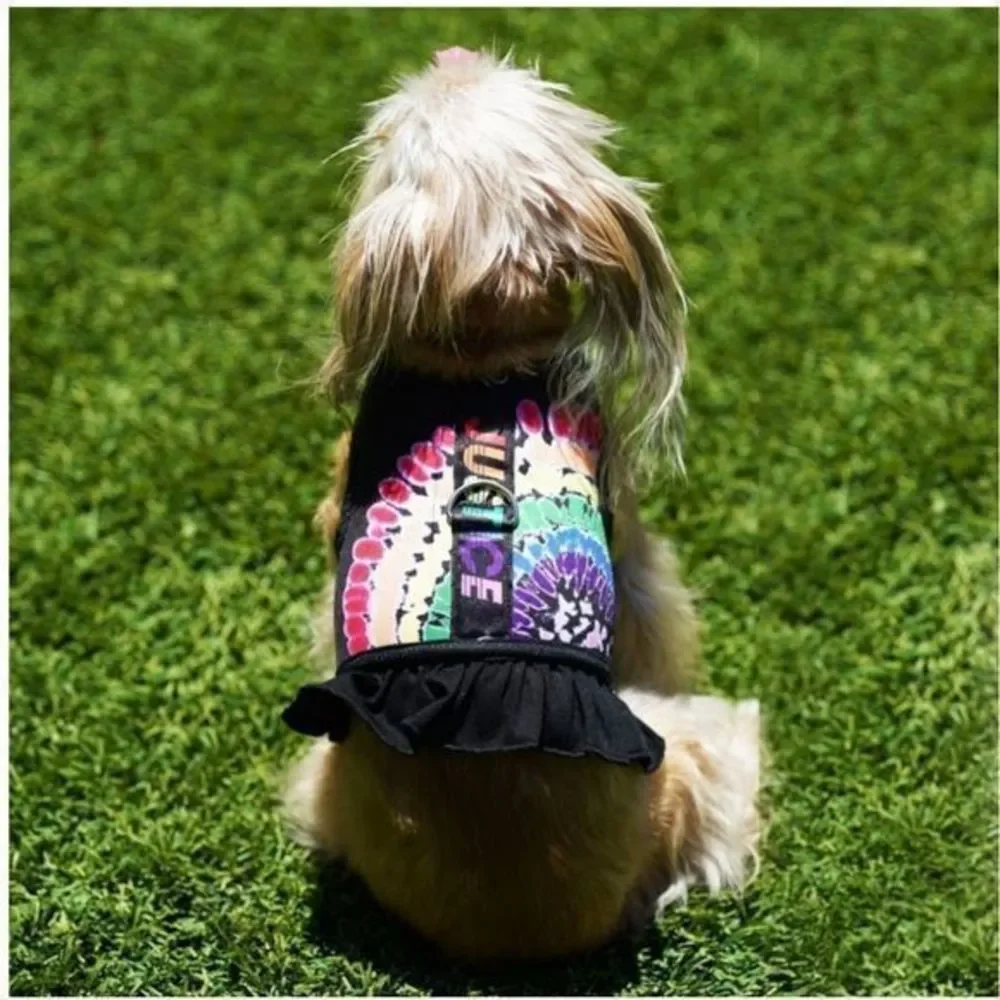 JUSTICE Rainbow Print‎ Pet Harness Small Black